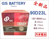 在飛比找Yahoo!奇摩拍賣優惠-＊電池倉庫＊全新 GS(統力) 免加水汽車電池 90D23L