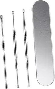 ORFOFE 3Pcs Stainless Steel Ear Spoon Set Durable Ear Cleaner for Removal Smooth Surface Design for Safe Use and Easy Cleaning