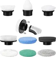 Homtronics 9pcs Replacement Brush Heads for Electric Spin Scrubber, Brush Accessory Kit for Bath, Tiles, Tub, Sink, Car, Grout, Floor, Wall and Glass (Black)