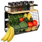 Magnetic Shelf for Fridge with Wood Lid Fruit Potato and Onion Storage Bins P...