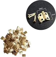 Wixine 100Pcs Mini Brass Plated Hinge - Small Decorative Jewelry Box Hinges Parts