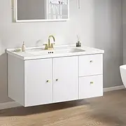 Simplus 900MM Bathroom Vanity Unit with Sink, Wall-Mounted Storage Cabinet with 15mm MDF Board Smooth Edges, Space-Saving Organizer Furniture for Home Bathroom Washroom