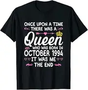 [X.Style] Once Upon a Time There was a Queen. October 1994 Birthday ds1824 T-Shirt (L) Black