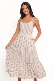 [PUP8] Echo Midi Dress - White/Pink XS White