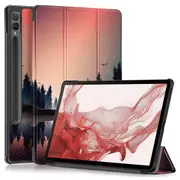 For Samsung Galaxy Tab S9+ Tri-Fold Stand Cover Pu Leather Pattern Printing Smart Tablet Case