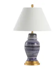 JONATHAN Y Reed 27 Ceramic Iron Modern Coastal Led Table Lamp