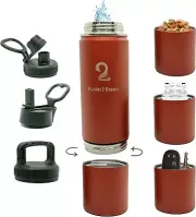 Water Bottle with Snack Compartment, 26oz Kids, Stainless Steel-red....SH2