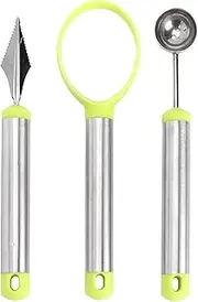 3pcs/Set Watermelon Scoop, Fruit Shape Cutters, Multi Function Fruit Carving Device Watermelon Scoop Melon Digger Fruit Pulp Core Removal Tool (Color : Primary Color)