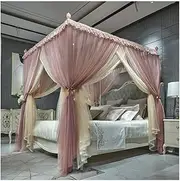 4 Corner Post Bed Canopy, Princess Room Bed Curtain Double European Palace Mosquito Net, 1.5M/1.8M/2M Bed Decoration (Color : D, Size : 200X220cm/79X87in)