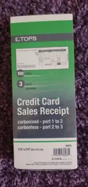 Tops Credit Card Sales Receipts Slips (3-part carbonless)