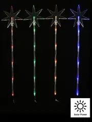 Multi Colour LED North Star Solar Powered Christmas Path Lights - 4 x 48cm