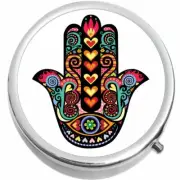 Colorful Hamsa Medicine Vitamin Compact Pill Box