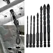 7X 4-Edge Cross Drill Bit Set Masonry Tiles Drill Hex Shank Drill Concrete Alloy