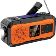 Emergency Radio Waterproof Small Bluetooth Speaker AM FM Digital Solar Crank Powered Flashlight Portable