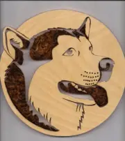 Hand Made Alaskan Malamute Wooden Dog Cutout Wall Hanging (8 in dia)
