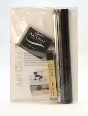 7 Piece ArtGraf Sketching Kit NEW Artist Quality Charcoal Carbon pencils & block