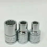 SK Tools 3-Piece 1/4" Drive 12-Pt SAE Shallow Chrome Socket Set USA 3/16"-11/32"