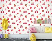 3D Red Cherry K210 Wallpaper Mural Self-adhesive Removable Sticker Panda