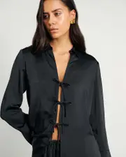[Jag] Jag Women's Maddi Tie Shirt In Black Size 16 16 Black