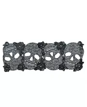 Benson Mills Black Vinyl Skull & Roses Decorative Centerpiece 13" X 36" ~ NWT