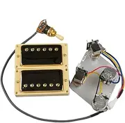 Humbucker Guitar Pickups Humbucker Pickups Neck and Bridge Pickup 4C Wiring Harness Push-Pull Single Cut Set for Gibson Epiphone Guitar (Color : Goldd Yellow Frame)