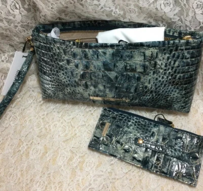 NWT 2 Pc. BRAHMIN GLACIER MELBOURNE CLUTCH & WALLET LEATHER