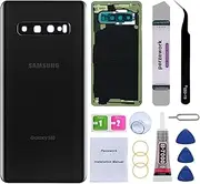 Rear Back Glass Replacement for Samsung Galaxy S10 6.1-inches with Reparing Toolkit and Manual (Prism Black)