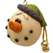 Large Snowman Head with Green Hat Ornament | Bert Anderson Collection