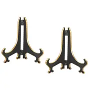 4" Acrylic Plate Stand Holder, 2 Pack Foldable Frame Holder Black Gold