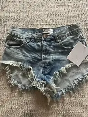 ONE TEASPOON Bleu Crème Rollers shorts BNWT pockets button size 23 XS Rrp $99.00