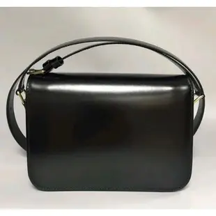 Celine 18736 亮面小牛皮中型 Triomphe 凱旋門包 黑色