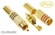 2-Pack RCA Solder Type Gold Plated Connector w/Spring Strain Relief, CN-R04RK-1