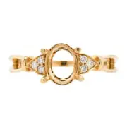 Ring Semi-Mount Oval 8x6mm In 14k Yellow Gold With Diamond Accents (40116)
