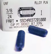 3/8-24x1 Hex Socket Set Screws Cup Point Alloy Steel (10)