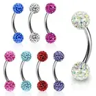 Multi CZ Ferido Balls Curve Bar Eyebrow Ring Daith Rook Piercing 16g