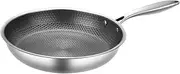 GRIRIW Stainless Steel Honeycomb Frying Pan Nonstick Egg Fry Pan for Camping Picnic Flat Bottom Design for Even Heating Easy to Clean Resistant Cookware