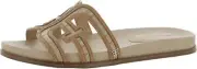 Sam Edelman Nettie Raffia Leather Slip On Open Toe Flats Slides Sandals
