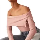 Anthropologie Ribbed off the shoulder top size XL mauve
