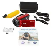 WATERPROOF VIDEO CAMERA Vivitar 4K 18x Zoom Camcorder Camera Bundle w/Buoy, Bag