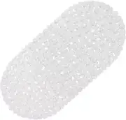 WELTRXE Pebbles Bath Mat Clear Non-Slip Bathtub Mat with Suction Cups, Drain ...