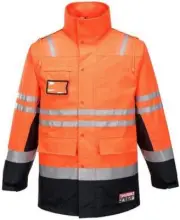Mens Flame Resistant Fire Jacket, Orange/Navy, 5X-Large