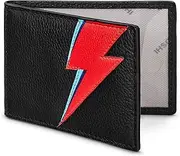 [Yoshi] Lightning Bolt Leather Double Sided Travel Pass Holder for Men and Women - Credit & Season Ticket Card Holder, Black, One Size, Classic