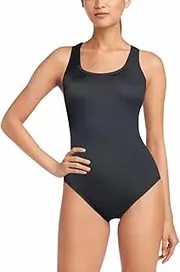 [Speedo] Womens Ultraback One Piece Swimsuit Black with White Piping