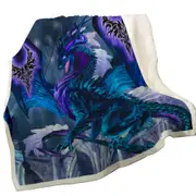 Blue Dragon of Fate Fantasy Creatures Throw Blanket