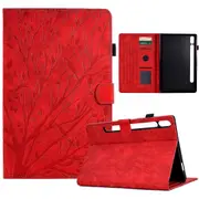 For Samsung Galaxy Tab S8 X700 X706 / S7 T870 T875 Card Holder Stand Tablet Case Imprinted Tree Leather Cover