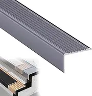 3PCS Aluminum Stair Profile, L-Shaped Corner Protection Profile, Finishing Strip, Safety Stair Edge Protector Stair Edging, Non-Slip Edging Strip-Gray||30x20MM