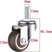 4 Pack M6 X 15mm Furniture Swivel Caster Wheels With 32mm Thread Tpe Soft Rubber 32mm Thread