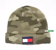 Tommy Hilfiger Kid's Big Flag Patch Camo Beanie Hat Skull Cap 100% Cotton