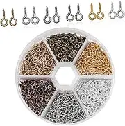 LIFKICH 600PCS Boxed Jewelry Eyelet Screw Screw Eye Pin Hooks for DIY Necklace Bracelet Earring