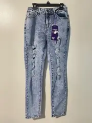 Bamboo Womens Skinny Jeans Blue 5/6 Mid Rise Distressed New CT-P834